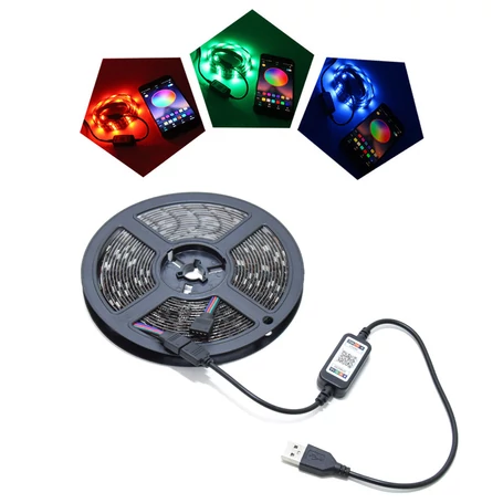 Okostelefonról vezérelhető bluetooth USB RGB LED szalag, 5 méter