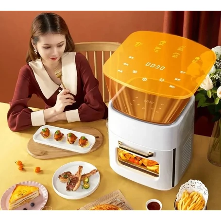 Értékcsökkent - Clover City, 15 literes forrólevegős, olajmentes légkeveréses sütő, 2400 W, JD-989, LCD kijelző, Fehér 