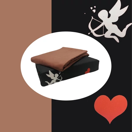 Prémium 7 részes 100% pamut ágyneműhuzat garnitúra, szív mintával, fekete-barna