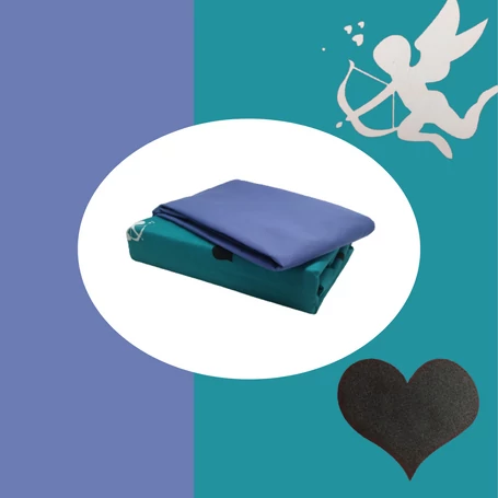 Prémium 7 részes 100% pamut ágyneműhuzat garnitúra, szív mintával, türkiz-kék