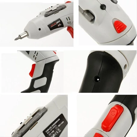 Akkumulátoros csavarbehajtó készlet forgatható markolattal, műanyag kofferben