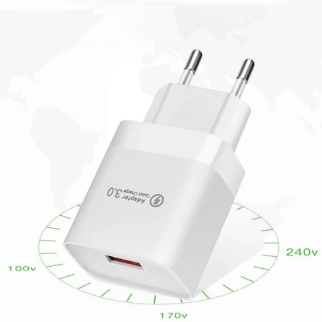 USB 3.0 gyorstöltő készlet 18W teljesítmény, 3.1A töltőáram + microUSB kábel, fehér