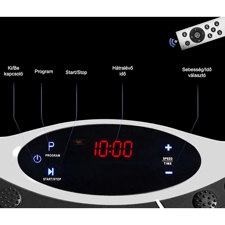 Értékcsökkent - Vibrációs tréner edzőpad távirányítóval és gumikötéllel - ezüst/fekete