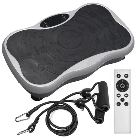 Értékcsökkent - Vibrációs tréner edzőpad távirányítóval és gumikötéllel - ezüst/fekete