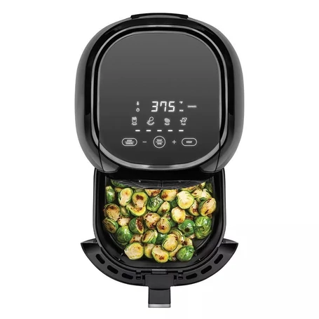 Értékcsökkent - Elite® 7,7 L-es Air Fryer + receptkönyv, 1800W olaj nélküli forró levegős fritőz digitális kijelzővel, keverőlapáttal és betekintőablakkal