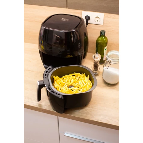 Értékcsökkent - Elite® 7,7 L-es Air Fryer + receptkönyv, 1800W olaj nélküli forró levegős fritőz digitális kijelzővel, keverőlapáttal és betekintőablakkal