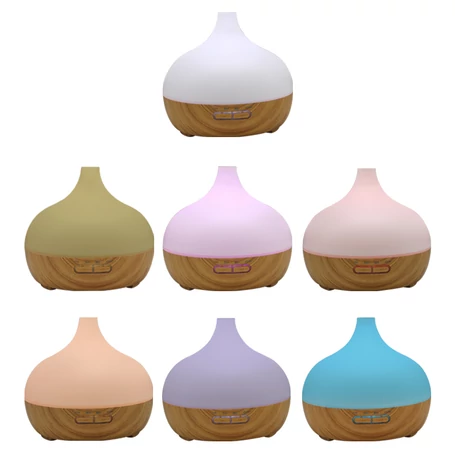 Fa hatású távirányítós óriás aromaterápiás párologtató, ultrahangos párásító, illatosító, 400 ml - vulkán