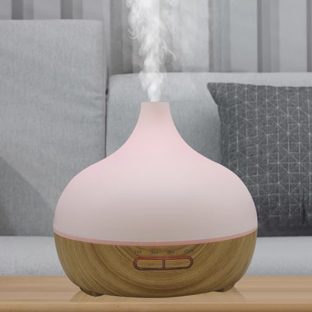 Fa hatású távirányítós óriás aromaterápiás párologtató, ultrahangos párásító, illatosító, 400 ml - vulkán