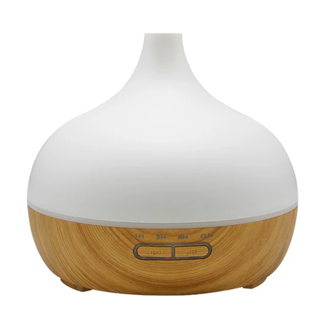 Fa hatású távirányítós óriás aromaterápiás párologtató, ultrahangos párásító, illatosító, 400 ml - vulkán