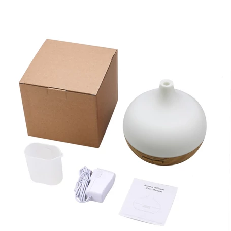 Fa hatású távirányítós óriás aromaterápiás párologtató, ultrahangos párásító, illatosító, 400 ml - vulkán