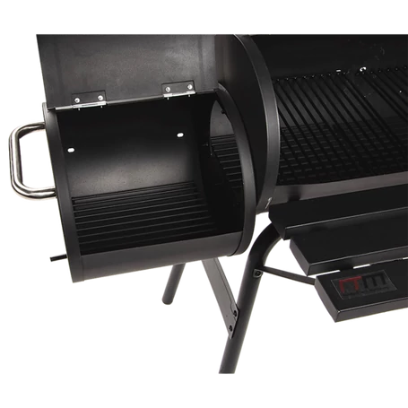 Értékcsökkent - Faszenes BBQ grill és smoker, kerti fém grillkocsi hőmérővel 93x30x102 cm