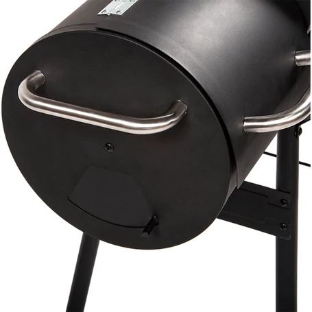 Értékcsökkent - Faszenes BBQ grill és smoker, kerti fém grillkocsi hőmérővel 93x30x102 cm