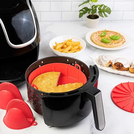 Szilikon sütőedény Air Fryer-hez, sütőforma meleglevegős fritőzhöz, sütéshez, fagyasztáshoz, 16 cm