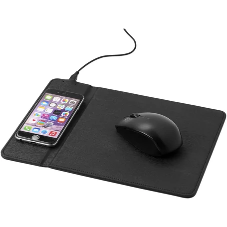 Bőr hatású egérpad beépített vezeték nélküli telefontöltővel