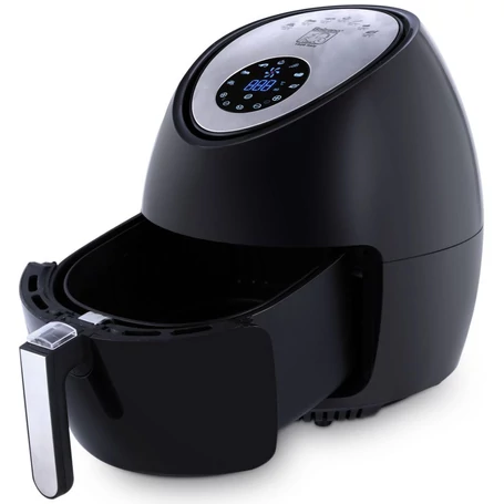 Értékcsökkent - Elite® olaj nélküli forró levegős fritőz digitális kijelzővel 1800W, 5,6 l kapacitással - fekete + receptkönyvvel