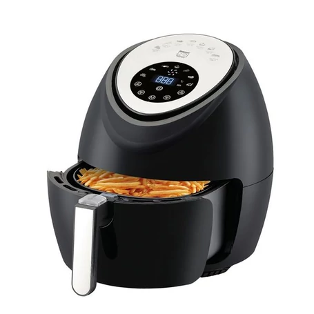 Értékcsökkent - Elite® olaj nélküli forró levegős fritőz digitális kijelzővel 1800W, 5,6 l kapacitással - fekete + receptkönyvvel