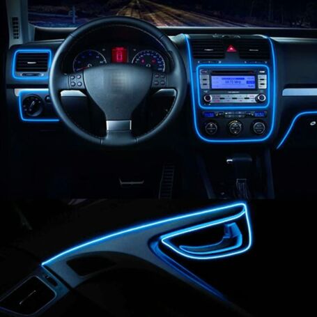 Kék autós beltéri dekorációs világítás, ambient light, hangulatfény, elektrolumineszcenciás lámpa, 3.5 méter
