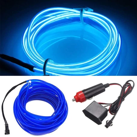 Kék autós beltéri dekorációs világítás, ambient light, hangulatfény, elektrolumineszcenciás lámpa, 3.5 méter