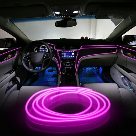 Pink autós beltéri dekorációs világítás, ambient light, hangulatfény, elektrolumineszcenciás lámpa, 3.5 méter
