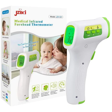 Digitális infravörös érintésmentes lázmérő és hőmérő pisztoly, JZK-601