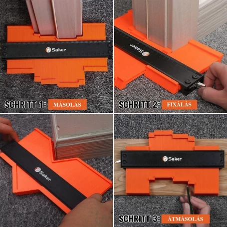 Kontúrozó, kontúrmérő, profilmásoló sablon beépített vonalzóval, 12 cm