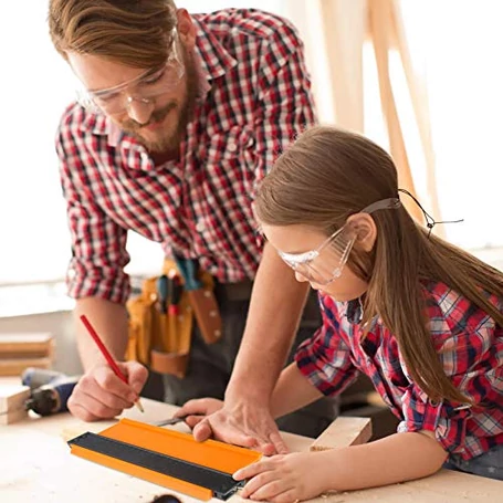 Kontúrozó, kontúrmérő, profilmásoló sablon beépített vonalzóval, 12 cm