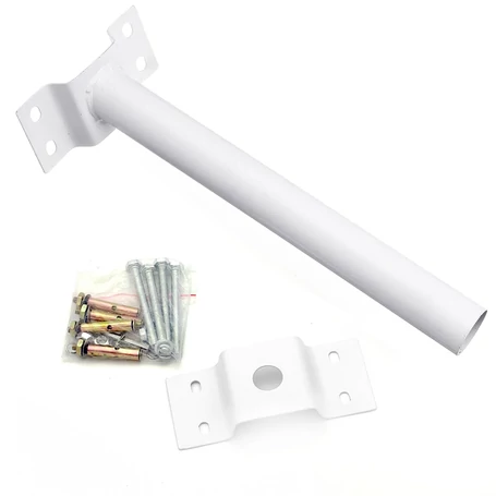 Fali acél tartókonzol és rögzítő készlet utcai és udvari napelemes lámpákhoz - fehér