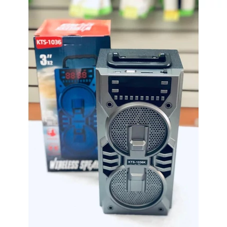 Akkumulátoros FM rádiós bluetooth hangfal digitális kijelzővel, microSD, USB, 2x5W, szürke