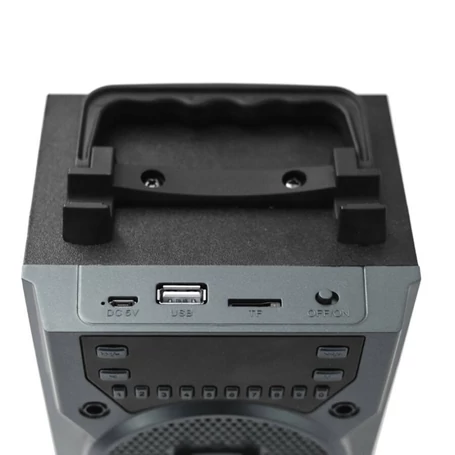 Akkumulátoros FM rádiós bluetooth hangfal digitális kijelzővel, microSD, USB, 2x5W, szürke