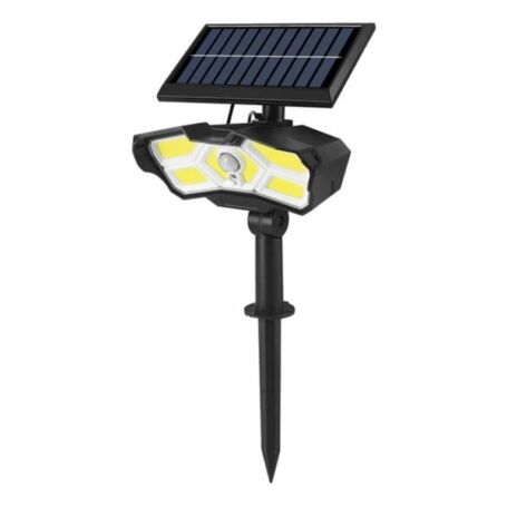 Nagy fényerejű SMD LED lámpa távirányítóval, falra szerelhető, földbe szúrható, különálló napelemmel