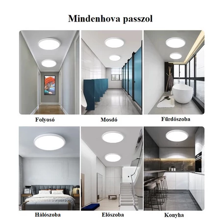 Energiatakarékos mennyezeti LED lámpa, 36W, 40cm, fehér karima