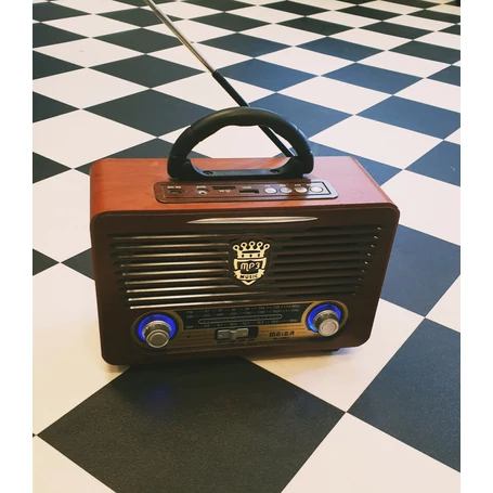 Meier bluetooth-os, USB és AUX csatlakozós FM/AM/SW hordozható rádió távirányítóval, sötétbarna