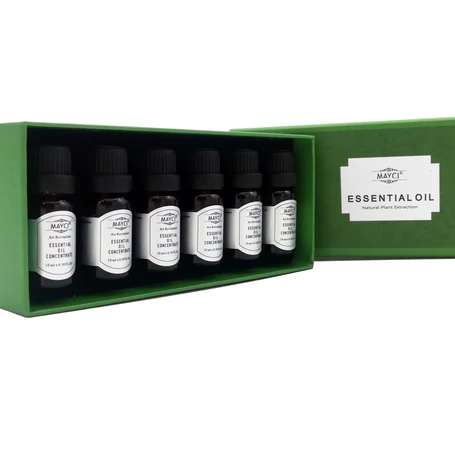 Mayci természetes növényi kivonatokból készült illóolaj válogatás díszdobzban, 6x10ml