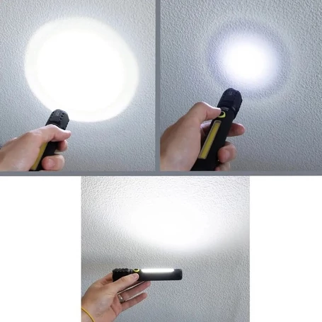 Midi Power Style COB LED extra fényerejű, közepes méretű többfunkciós zseblámpa műanyag dobozban