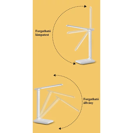 Állítható színhőmérsékletű és fényerejű asztali LED lámpa telefontartóval, 5W