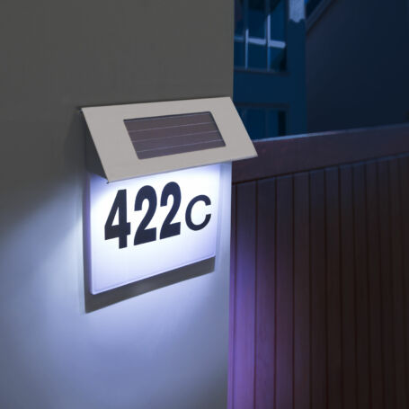 Napelemes házszámtábla LED háttérvilágítással
