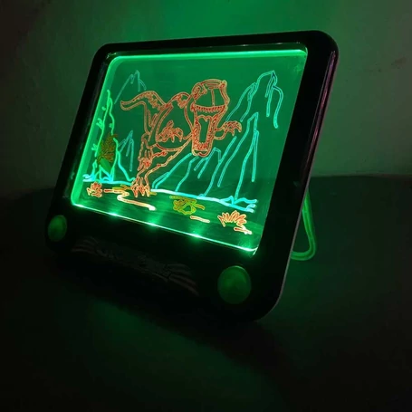 Varázslatos fejlesztő, világító, színes neon rajztábla gyerekeknek, 21x15cm