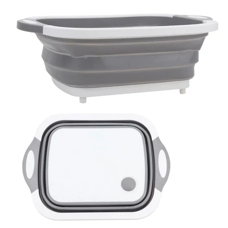 Többfunkciós összehajtható gyümölcsmosó, vágódeszka, kosár, 30x40 cm