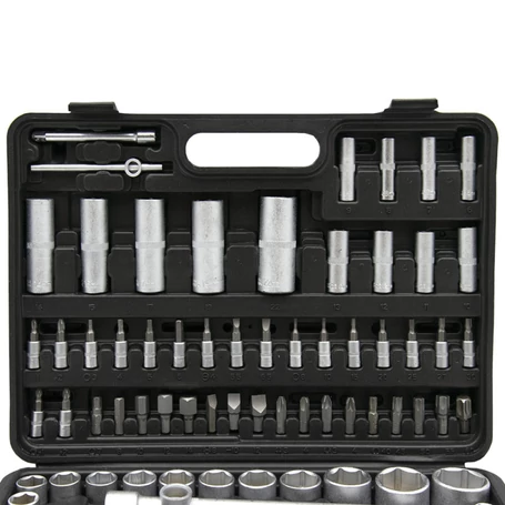 108 részes szerszámkészlet, dugókulcs-, és bitfej készlet kofferben