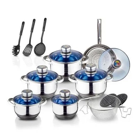 Royalty Line 18 részes rozsdamentes edénykészlet üveg fedőkkel