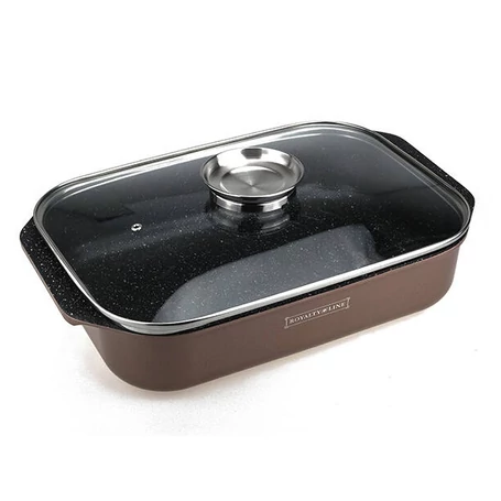 Royalty Line márvány bevonatú, tapadásmentes pecsenyesütő üvegfedővel - 34 cm, ARG34ML