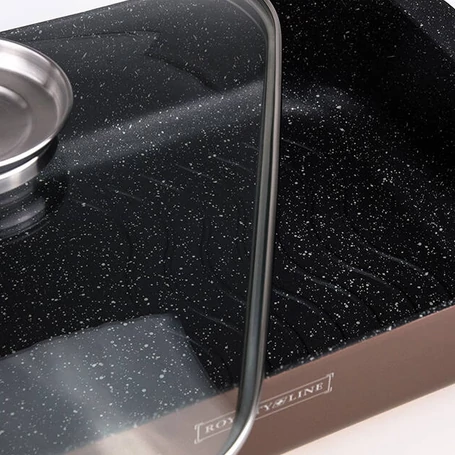 Royalty Line márvány bevonatú, tapadásmentes pecsenyesütő üvegfedővel - 34 cm, ARG34ML