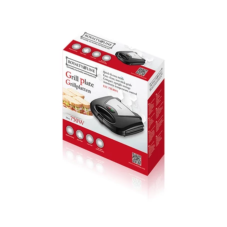 Royalty Line elektromos grill és szendvics sütő 750W teljesítmény, fekete