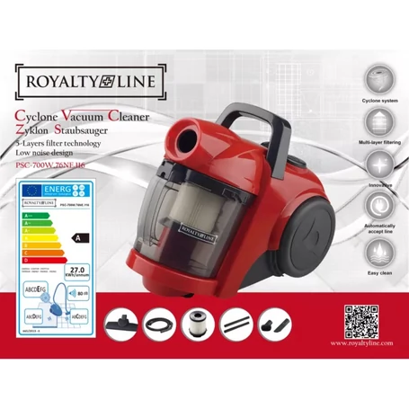 Royalty Line porzsák nélküli, ciklon rendszerű porszívó, piros, 700 W