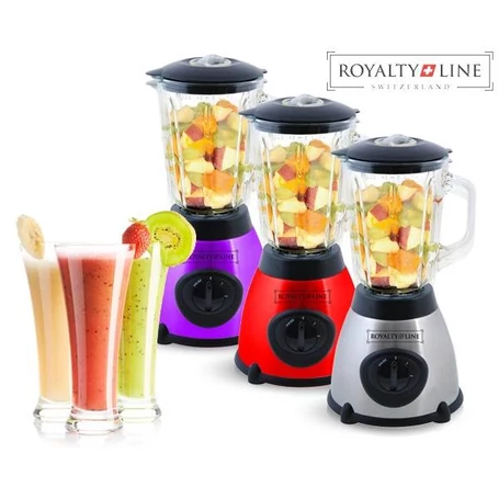 Royalty Line turmixgép 1,5 literes üveg edénnyel és kávédaráló feltéttel, piros, 800W