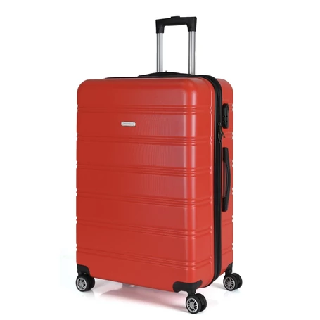 Royalty Line 3 db-os keményfalú bőrönd szett, 4 db dupla kerékkel - piros