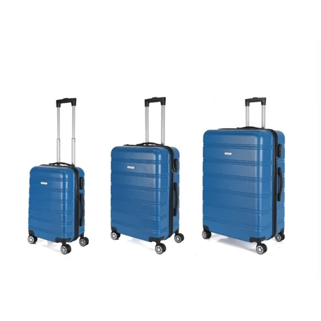 Royalty Line 3 db-os keményfalú bőrönd szett, 4 db dupla kerékkel - kék