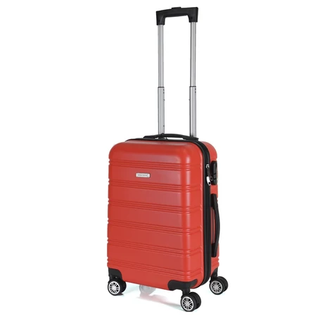 Royalty Line 3 db-os keményfalú bőrönd szett, 4 db dupla kerékkel - piros