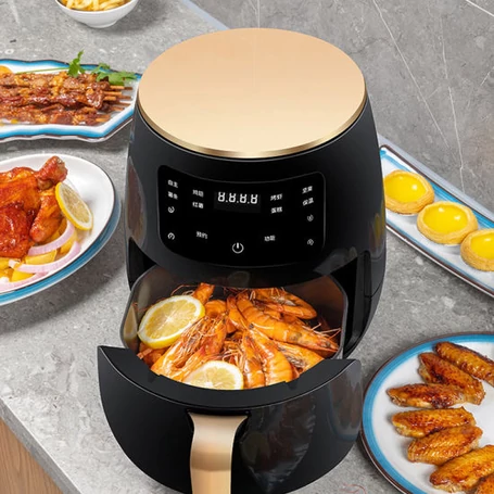 Air Fryer, olaj nélküli fritőz, meleglevegős sütő digitális kijelzővel - 6 l