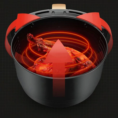 Air Fryer, olaj nélküli fritőz, meleglevegős sütő digitális kijelzővel - 6 l